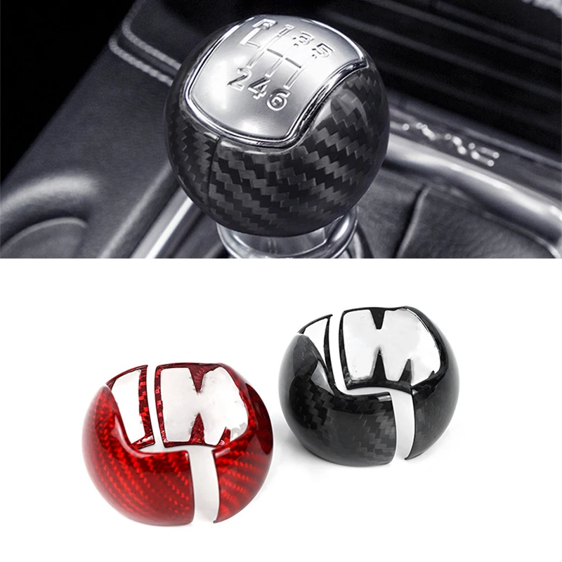 

For Ford Mustang Gear Shift Knob Cover Carbon Fiber For Mustang 2015-UP Accessories Manual Gear Shift Knob Trim Car Stickers