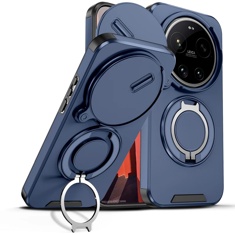 Magnetic Armor Shockproof Phone Case with Camera Protection and Ring Car Mount Stand