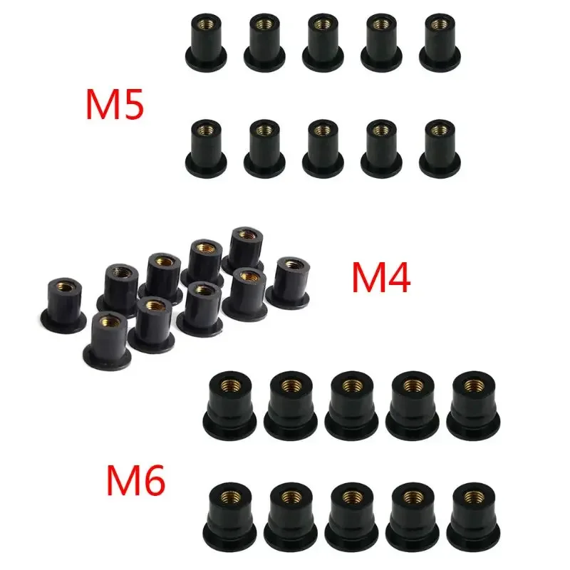 

10Pcs Easy Installation M6 Metric Rubber Well Nut Fastener Motorbike Windshield Fairing Cowl
