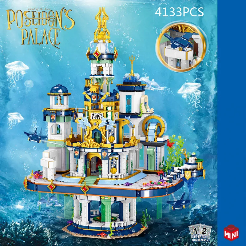 

Креативный дворец Poseidon, мини-блок, подводный замок Moc, строительные блоки, сборные фигурки, развивающие игрушки, коллекция для подарка