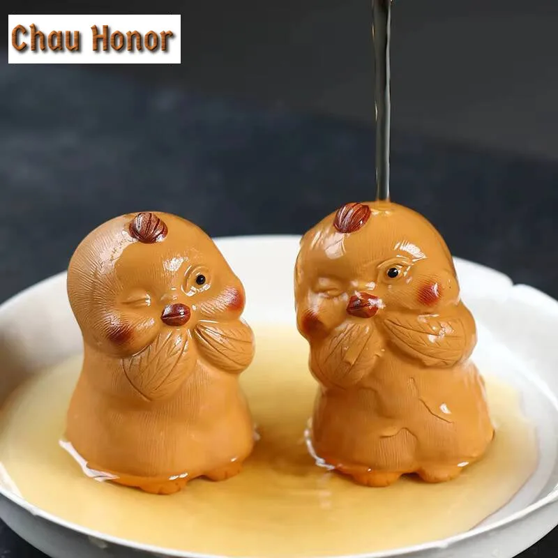 Creative Zodiac Chicken Tea Pet Raw Ore Section Mud Yixing Zisha Tea Figurine Tea Statue White Tea Cafes Accessories Ornaments