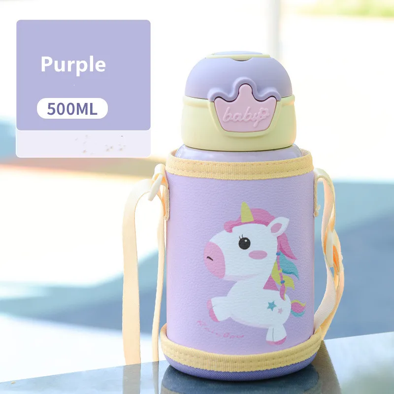 CHARLI - Botella de agua para niños con popote - Botella de agua aislada de  acero inoxidable - termo - niñas/niños (vehículos 'Mosaic', 12 oz)