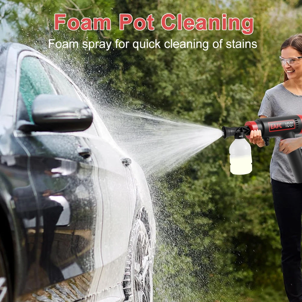 EAFC 60Bar 고압 자동차 세척기 무선 세척기 물총 도구 펌프 가정용 자동차용 리튬 충전식 내장