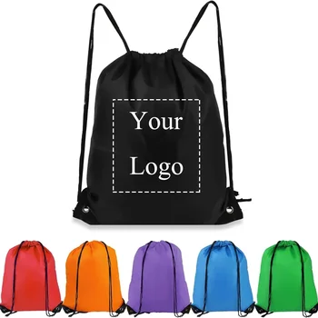 10/20/30/50pcs Customized Logo Drawstring Backpack - Lightweight Outdoor Sports Sack for Hiking, Camping, Gym & Travel 1