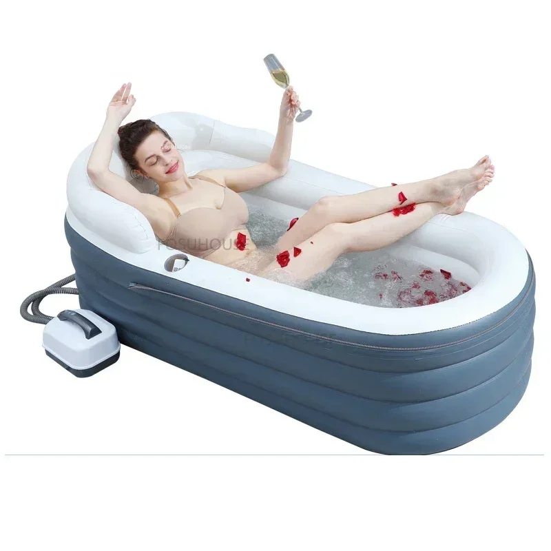 Modern Inflatable Bathtub Household Bathroom Bathtubs Massage Constant Temperature Whirlpool Adult Creative Folding BathtubZAQ 3