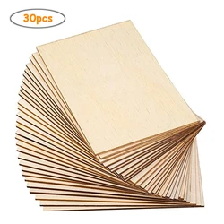 30pcs Natural Unfinished Wood Sheets for DIY Crafts and Art Projects, 10*15cm (30pcs)