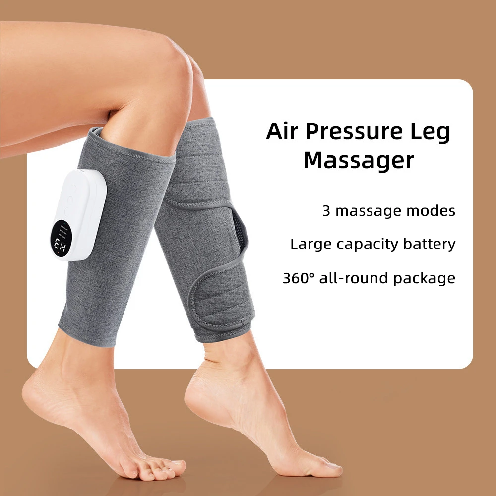 Massaggiatore elettrico per gambe ricarica massaggiatore a compressione d'aria per vitelli con tre modalità di massaggio coscia e ginocchio 360 ° Packag a tutto tondo