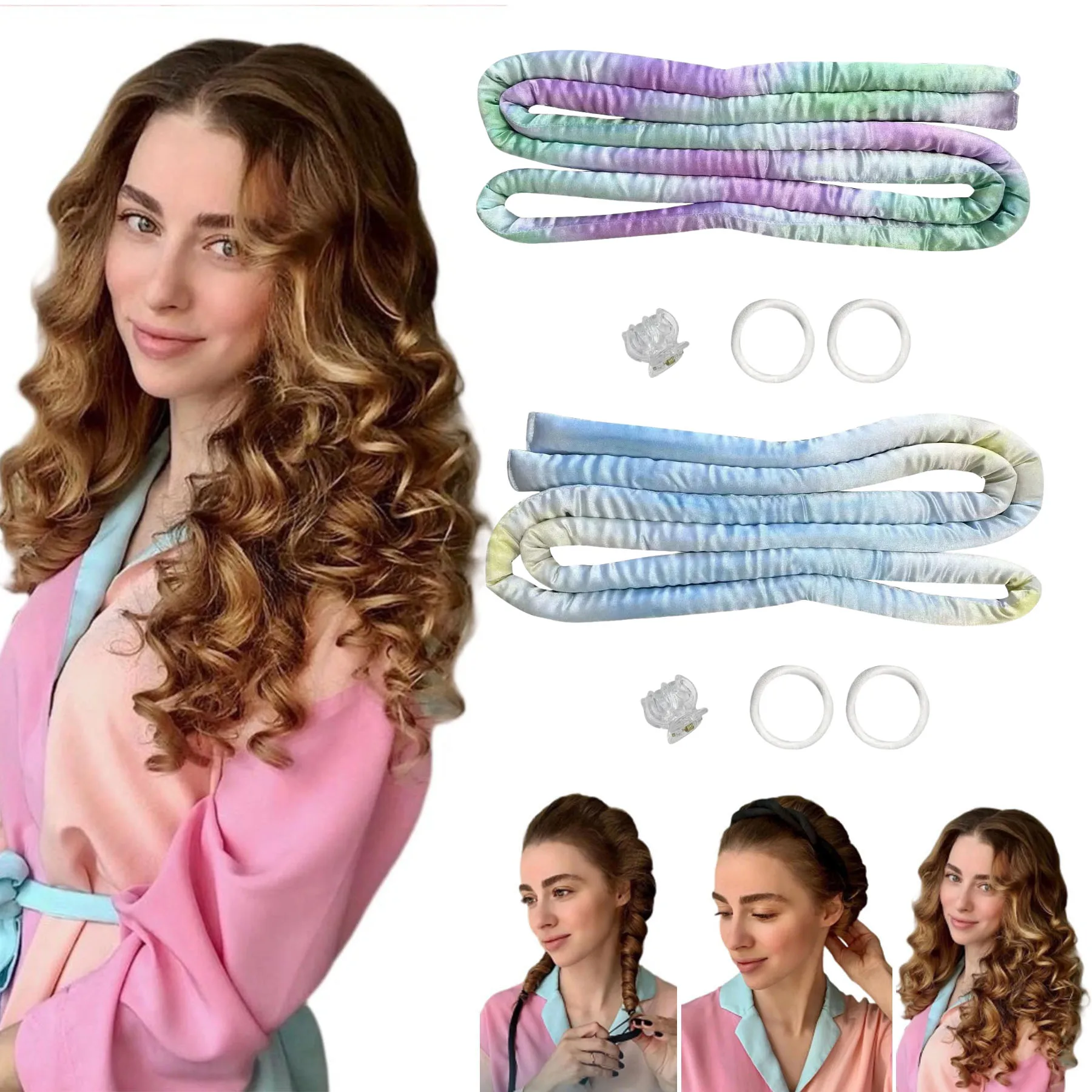 Heatless Curling Rod Headband Soft Encryption Fine Wave Curler Iron No Heat Hair Rollers Silk Lazy Sleeping CurlCurls Ties Tools