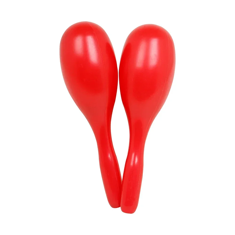 1 Pair of Orff Hand Shaker Oval Baby Early Education Red Plastic Sand Hammer Children's Early Education Music Learning Toys