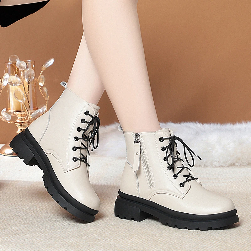 AIYUQI Women Winter Boots 2024 New Genuine Leather Women Snow Boots Wool Warm Non Slip Large Size 41 42 43 Women Ankle Boots