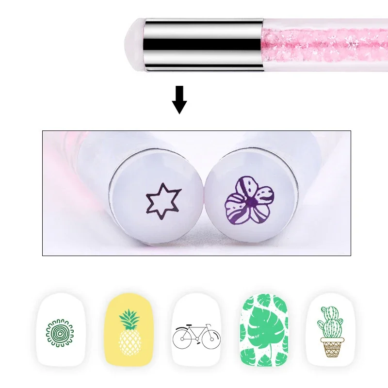 Nail Art Shading Pen Silicone Stamper Kits with 3 Sponge Head 1 Silicone Stamping PUFF Manicure Set NAB042B 4