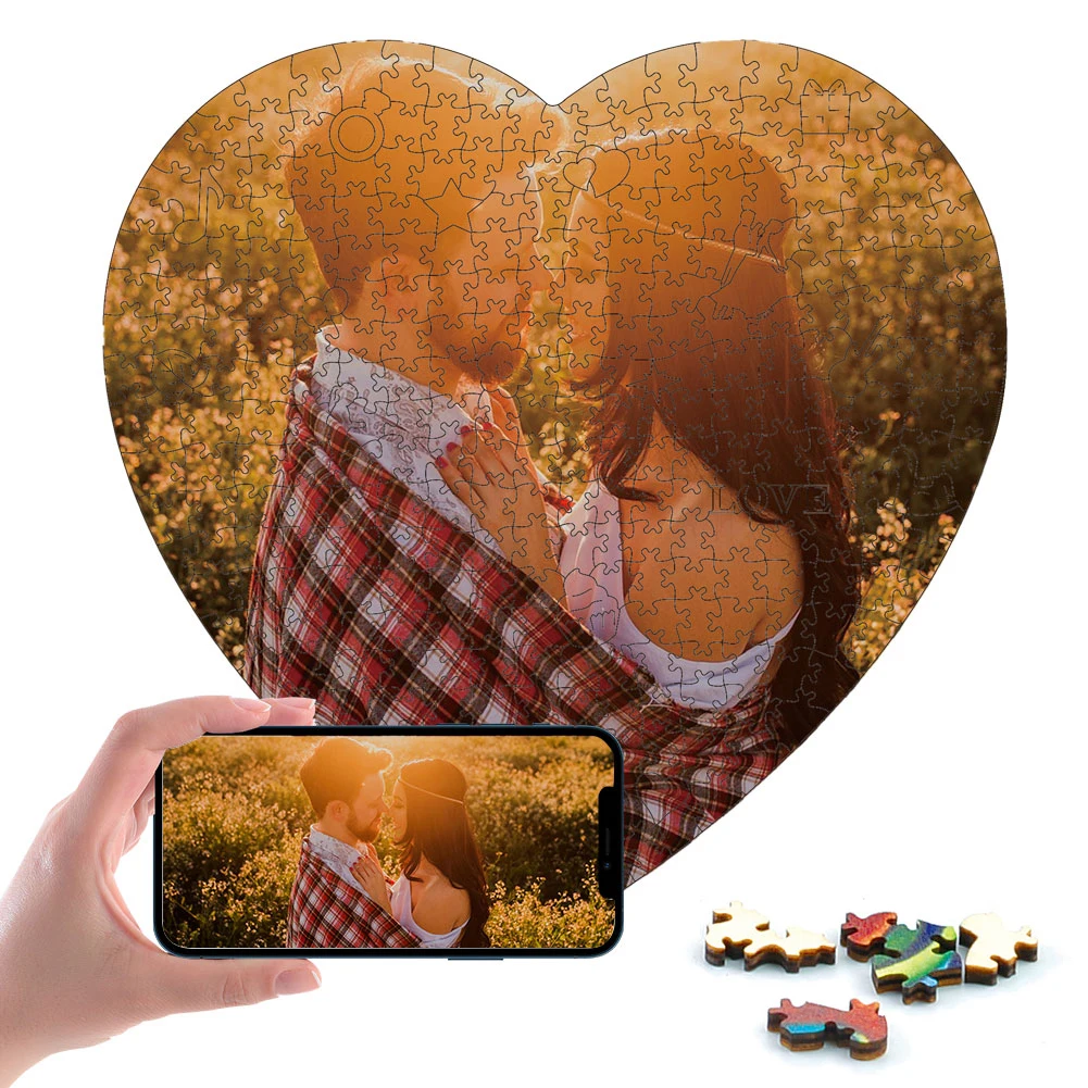 Customized Heart Shape Jigsaw Puzzle Love Round Shape Personalized Photo Jigsaw Puzzle Crafts Gifts For Family Decoration y51e resin mold for photo frame rectangle silicone epoxy molds for casting personalized photo frame mold for diy crafts