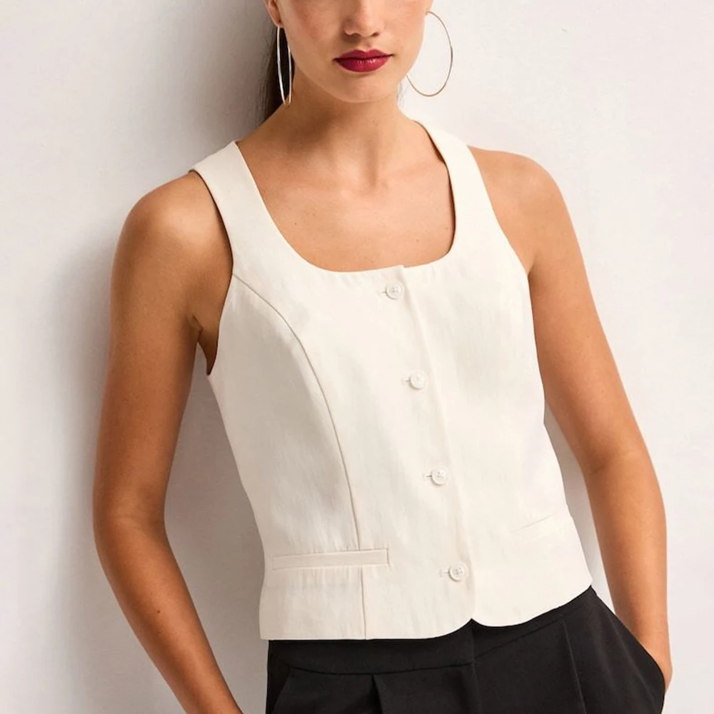Women's Vest Single Breasted Clothes for Women Waistcoat Summer Casual Loose Shoulder Strap Sleeveless Jacket Coats Jackets
