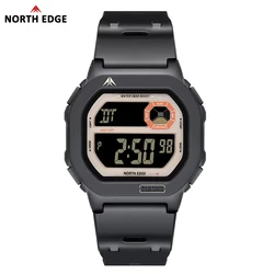 NORTH EDGE X1 Square Screen Digital Sports Watch - Waterproof Stopwatch with Countdown Timer and Alarm Clock (Black - Beige)