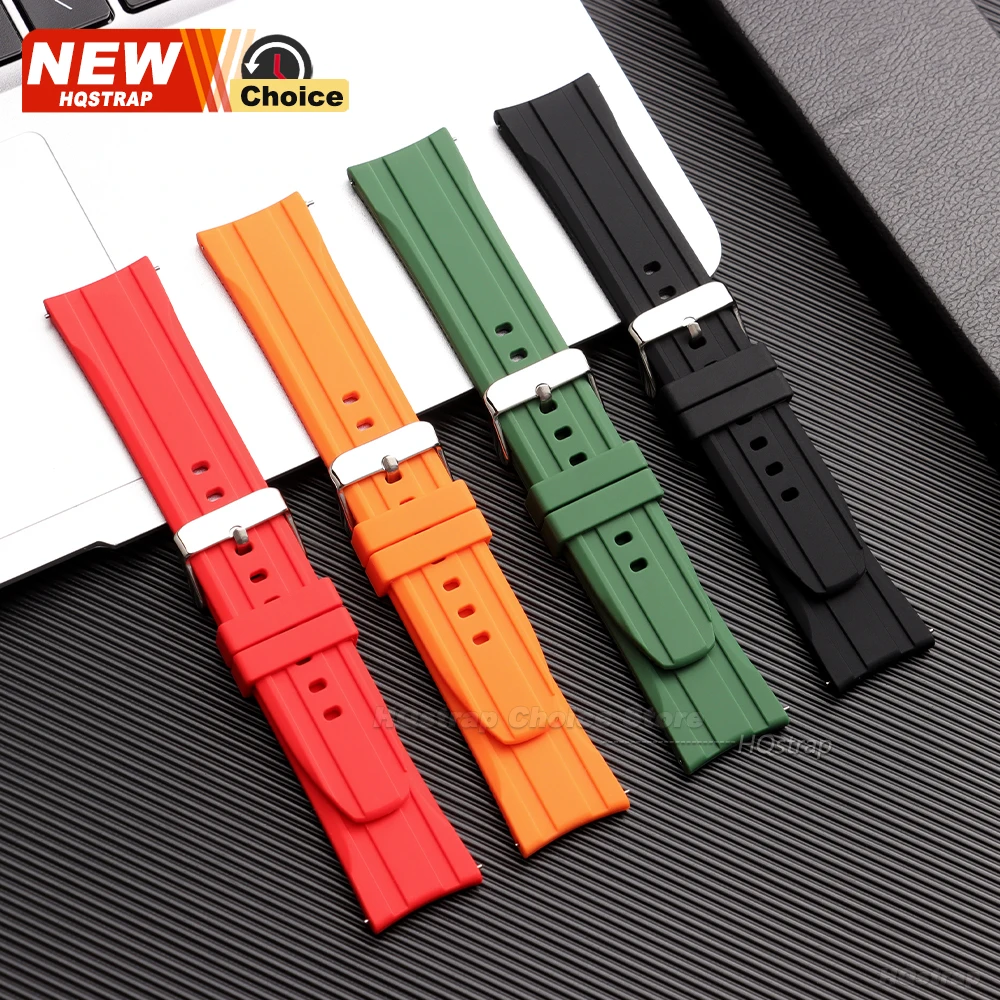 Curved End Waterproof Silicone Watch Strap Belt - Universal Wristband