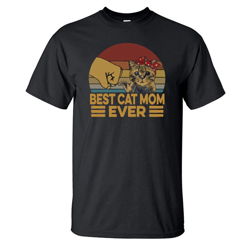 

Best Cat Mom Ever Summer Men's T Shirt Cotton Animal Cats Male Tops Casual Tshirt Short Sleeve Fashion Cute Streetwear