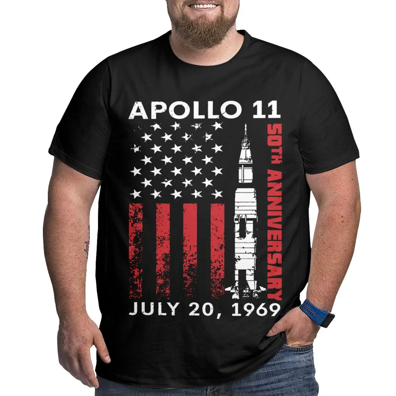 Мужская футболка оверсайз Apollo 11 с Лунной посадкой на 50-ю годовщину 4213 винтажная