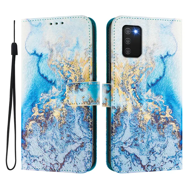 Leather Flip Wallet Phone Case with Magnetic Closure and Artistic Design