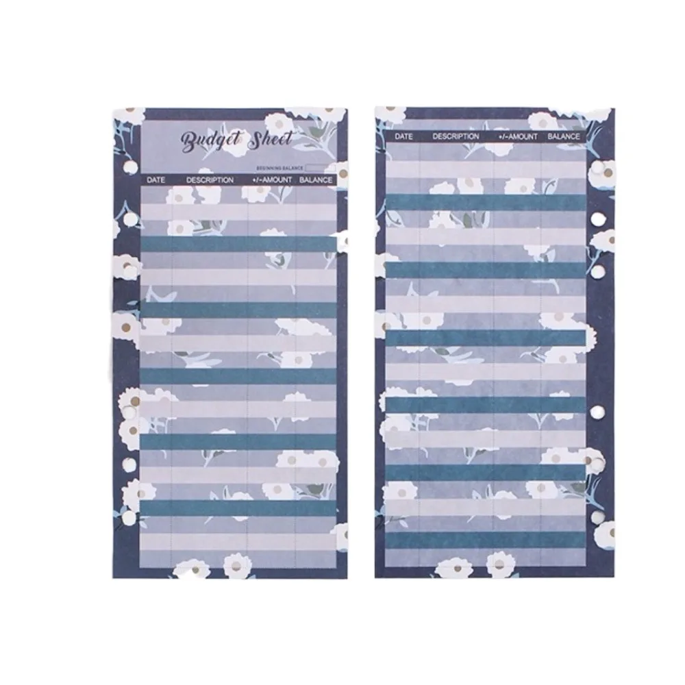 12 매 A6 루스 리프 리필 예산 종이 꽃 6 홀 지출 추적기 리필 바인더 종이 ..