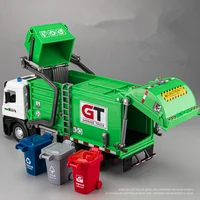 1/32 Garbage Collection Truck Car Model City Garbage Sorting Sanitation Clearing Vehicle Car Model Sound and Light Kids Toy Gift 1