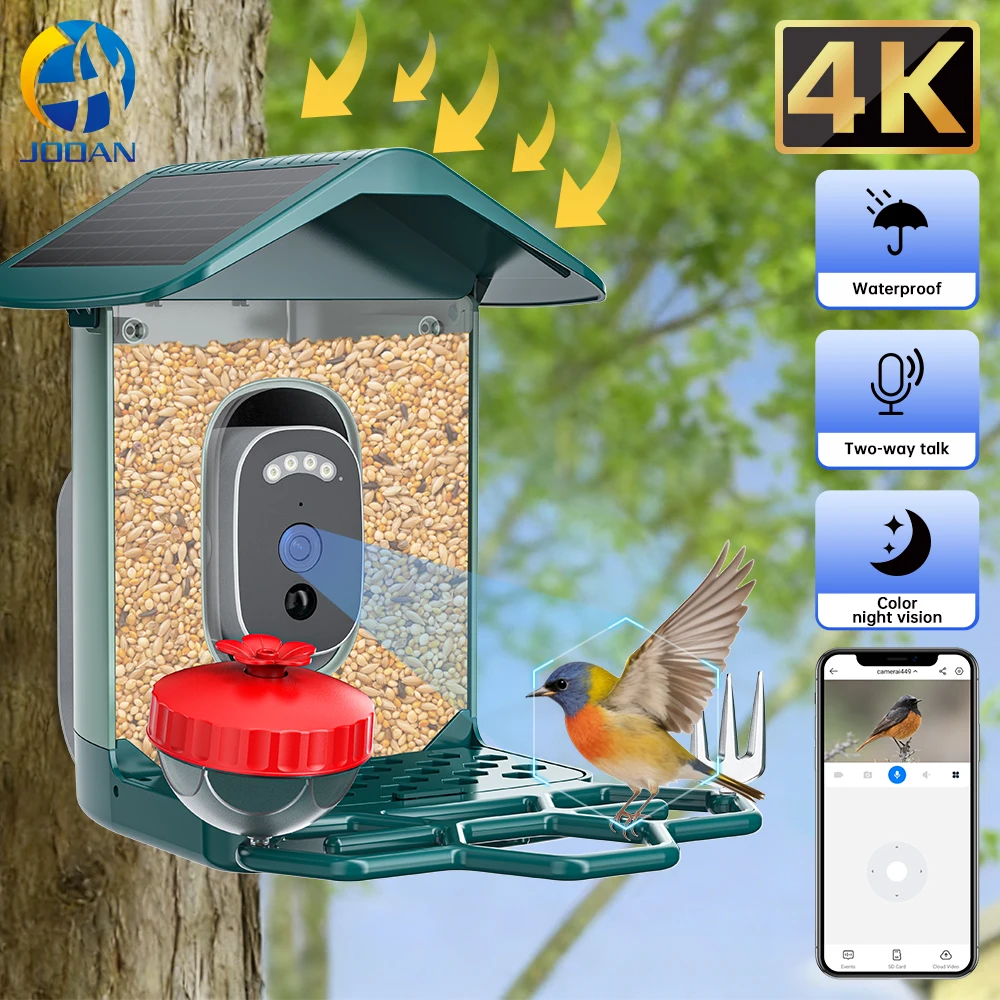 주안 4K 태양광 조류 관찰 카메라 2.4G WiFi 야외 IP 카메라 급식기 방..