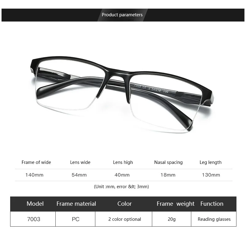 Black Metal Frame Reading Glasses - High Strength (+6.5 To +8.0) For Presbyopia