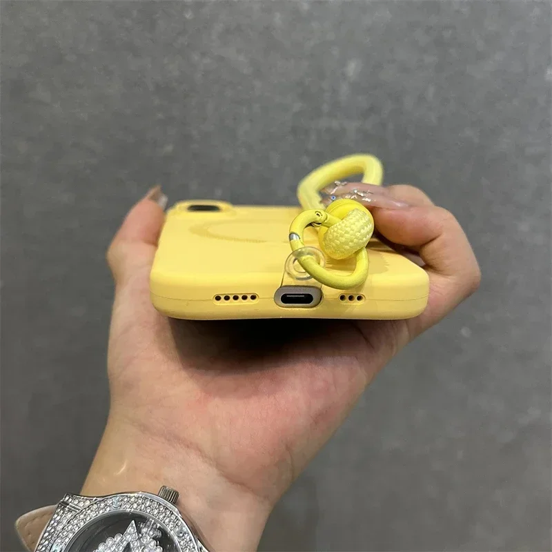 Liquid Silicone Magnetic Lanyard Phone Case with Bracelet - Soft Skin Feel Cover