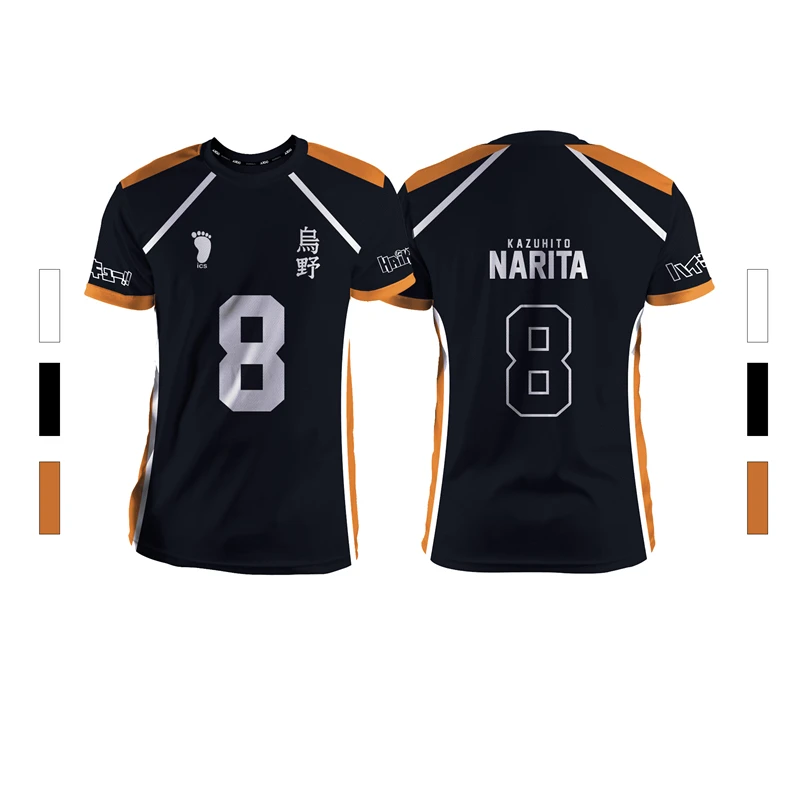 Schwarz Sommer Neue Herren Sport Mode Lässig Bequeme Atmungsaktive Volleyball Anime Unisex Kurzarm Rundhals T-Shirt Tops – Detail 3