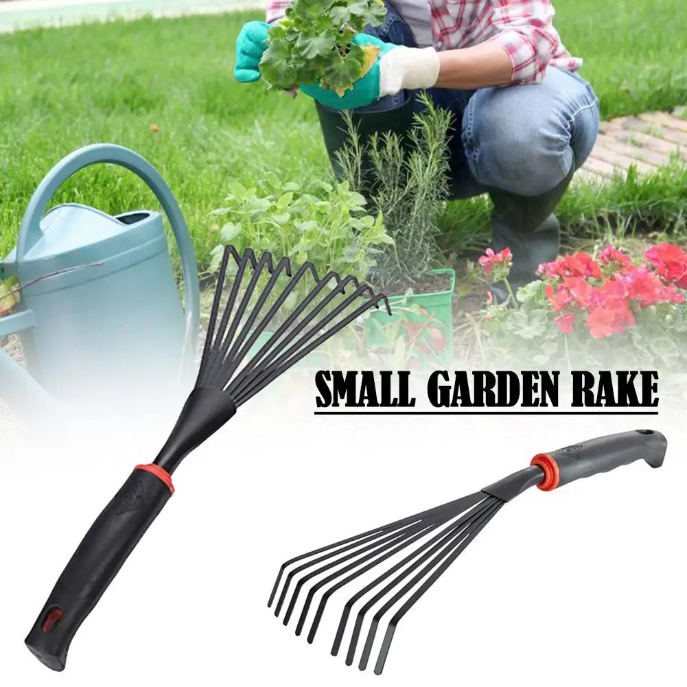 Small Handle Plastic Garden Rake For Outdoor Grass And Flower Beds Efficient Leaf Raking Tool Small Handle Plastic Garden R V7f4