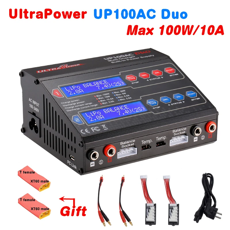 

UltraPower UP100AC DUO 100W 10A Balance Charging/discharging LiIo/LiPo/LiFe/NiMH/NiCD Battery