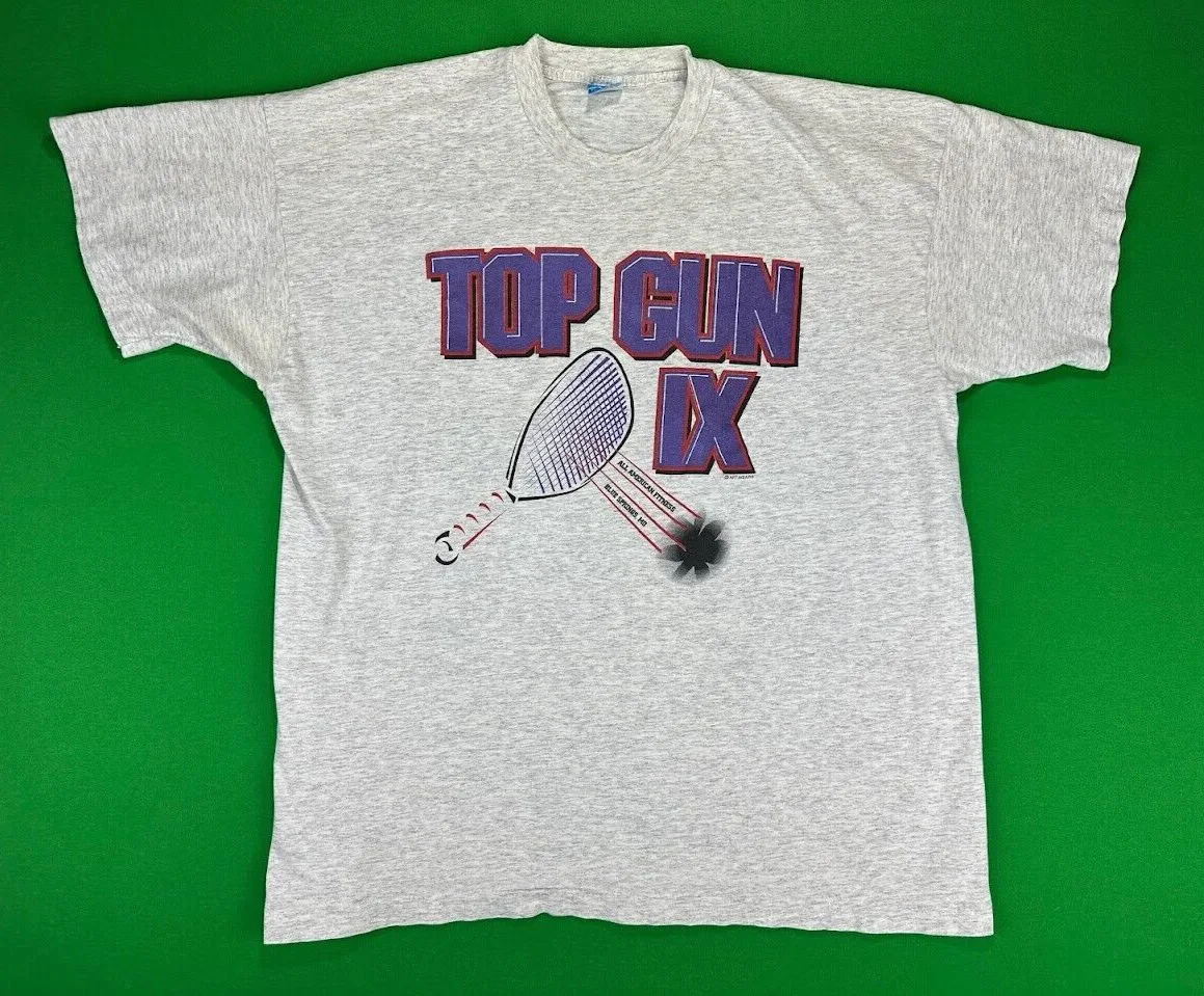 Maglietta Vintage Racquetball Fruit Of The Loom Uomo 2Xl Grey Top Gun Short Sleev