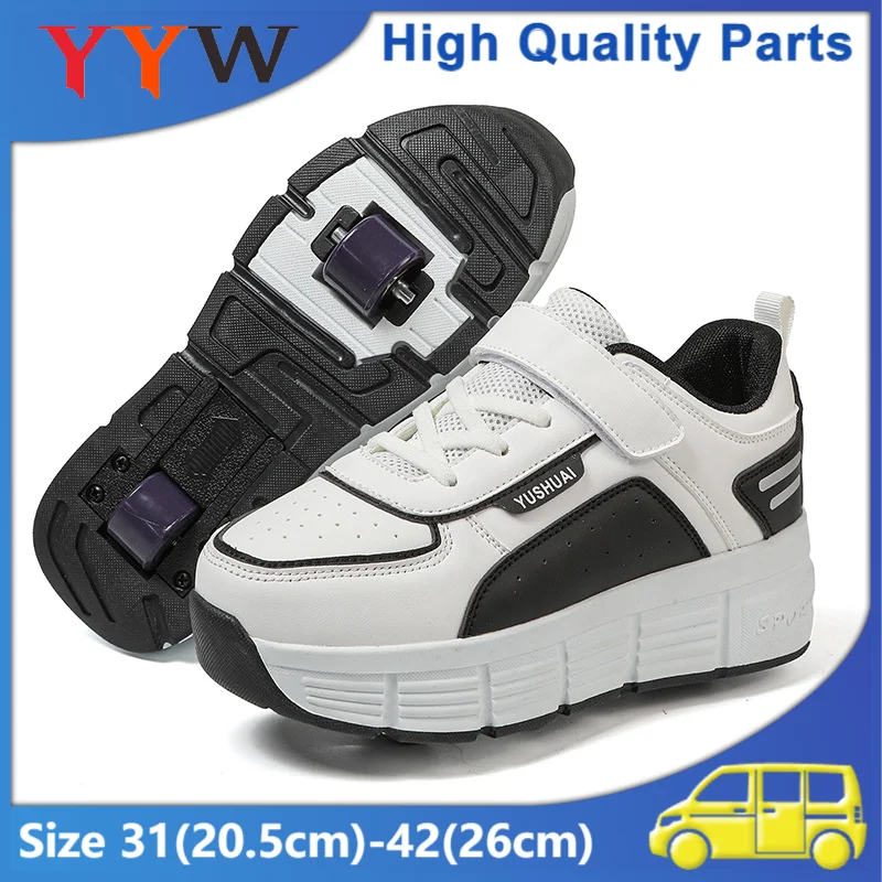 Roller Sneakers 2 Wheels Shoes For Boys Girls Inline Roller Skates Outdoor Skating Parkour Skate Shoes Size 31-39 40 41 42