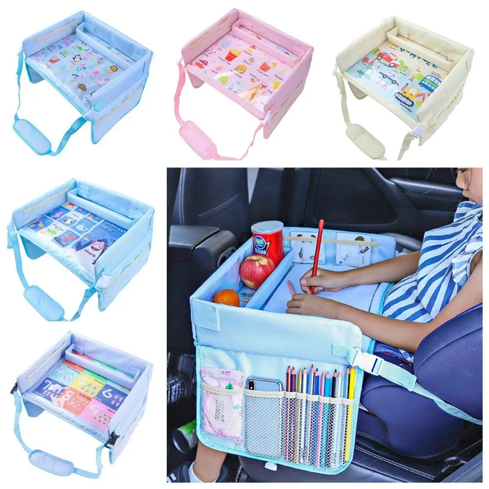 Multifunction Snack Tray Baby Car Seat Tray PVC Ox Cloth Kids Toy Holder Desk Dining Car Table Storage Organizer