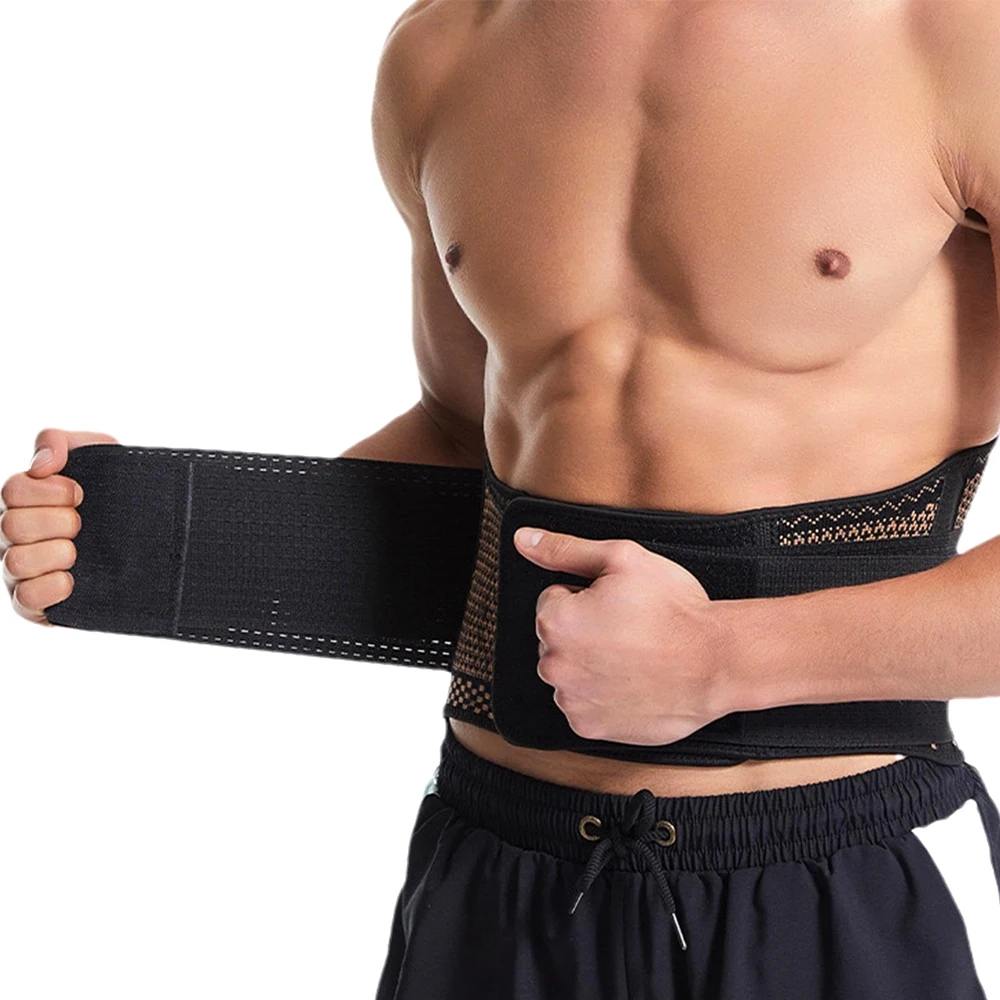 Copper Back Brace for Lower Back Pain Relief, Support Belt Men Women with Adjustable Black Lumbar Support Belt for Sciatica