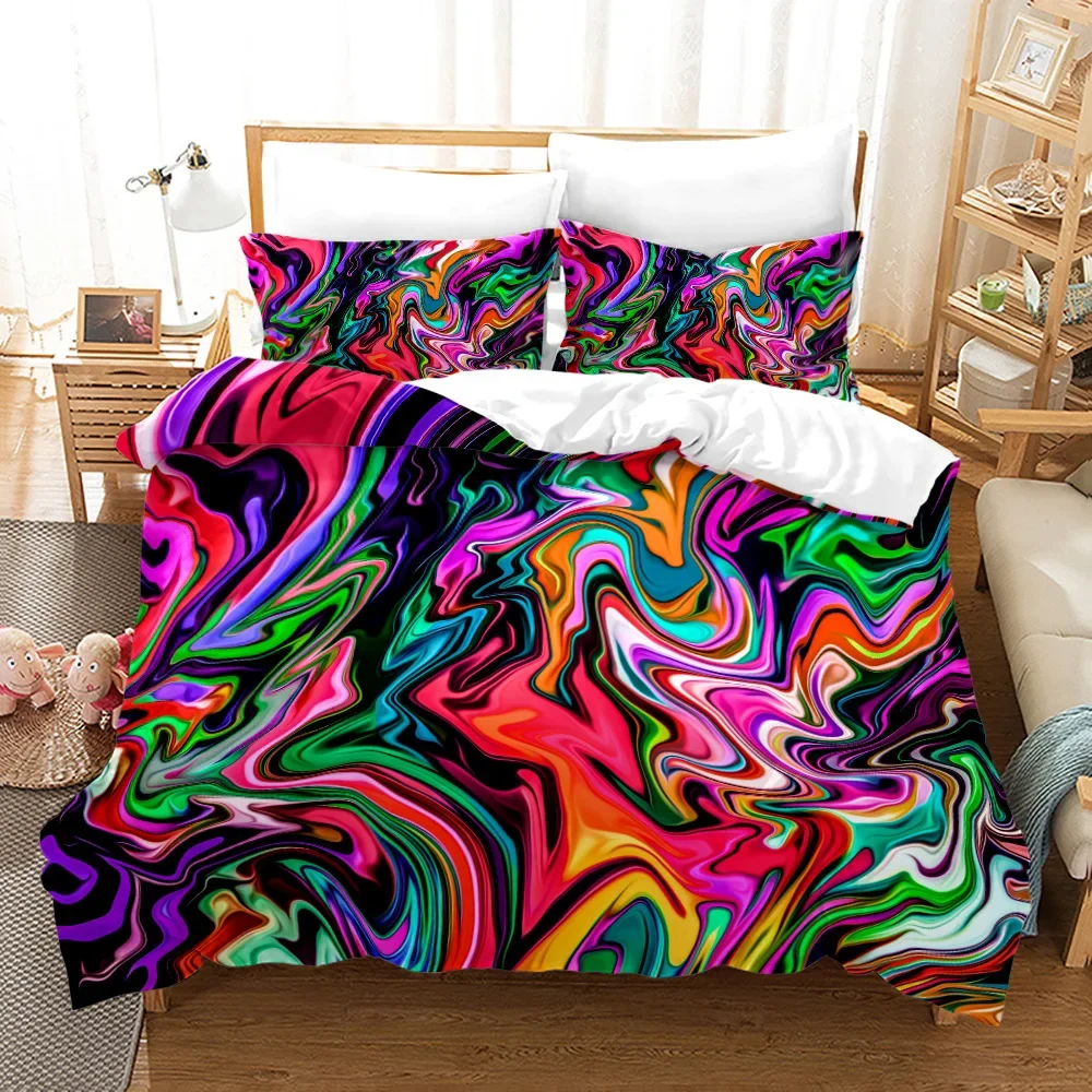 

3PCS Single-sided Printed Series Colorful Pattern Duvet Cover BeddingSet Comfortable Breathable Sheet Comforterble Bedding Set