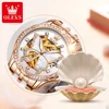 OLEVS Top Brand Mechanical Women Watch Fashion Switzerland Luxury Brand Ladies Wrist Watch Automatic Leather Strap Gift 6