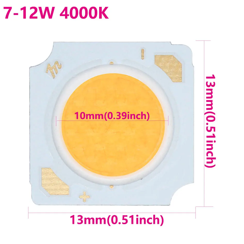 Description Picture 5 of item5pcs 7-12W led brighting COB beads 13x13mm LED Light-Emitting Diode Bridgelux Chip For DIY LED Spotlight Downlight Bulb White