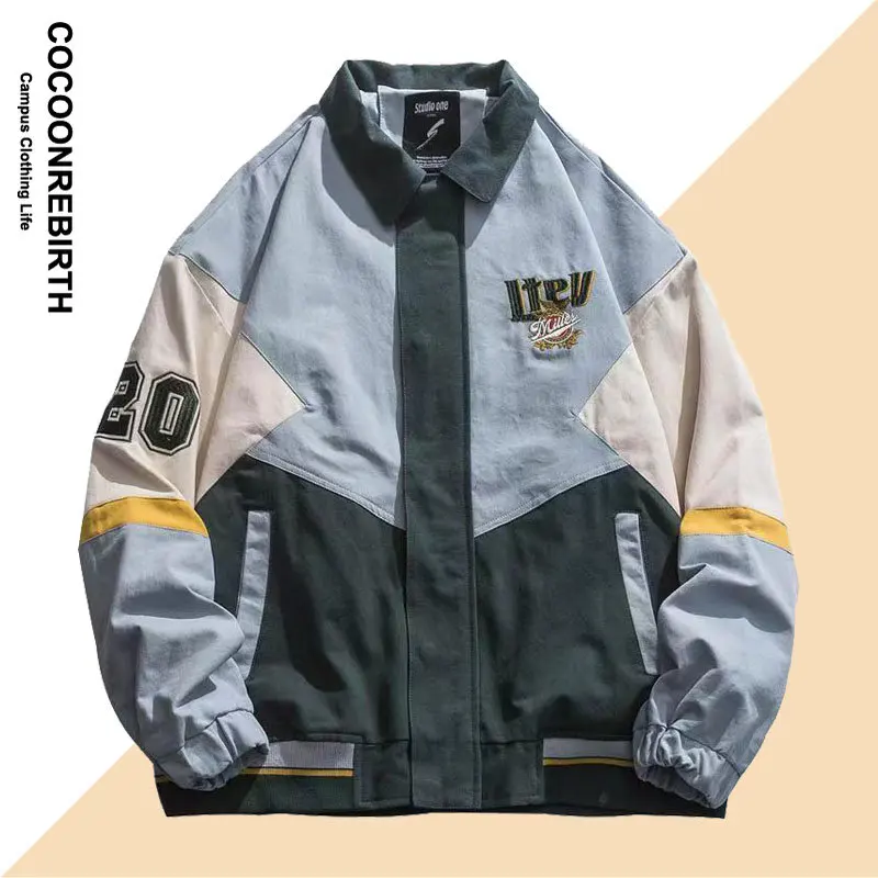 

High Street Fashion Bomber Jacket Men Women Patchwork Letter Embroidery Baseball Coats Couples Y2k Harajuku Outwear Spring 2023