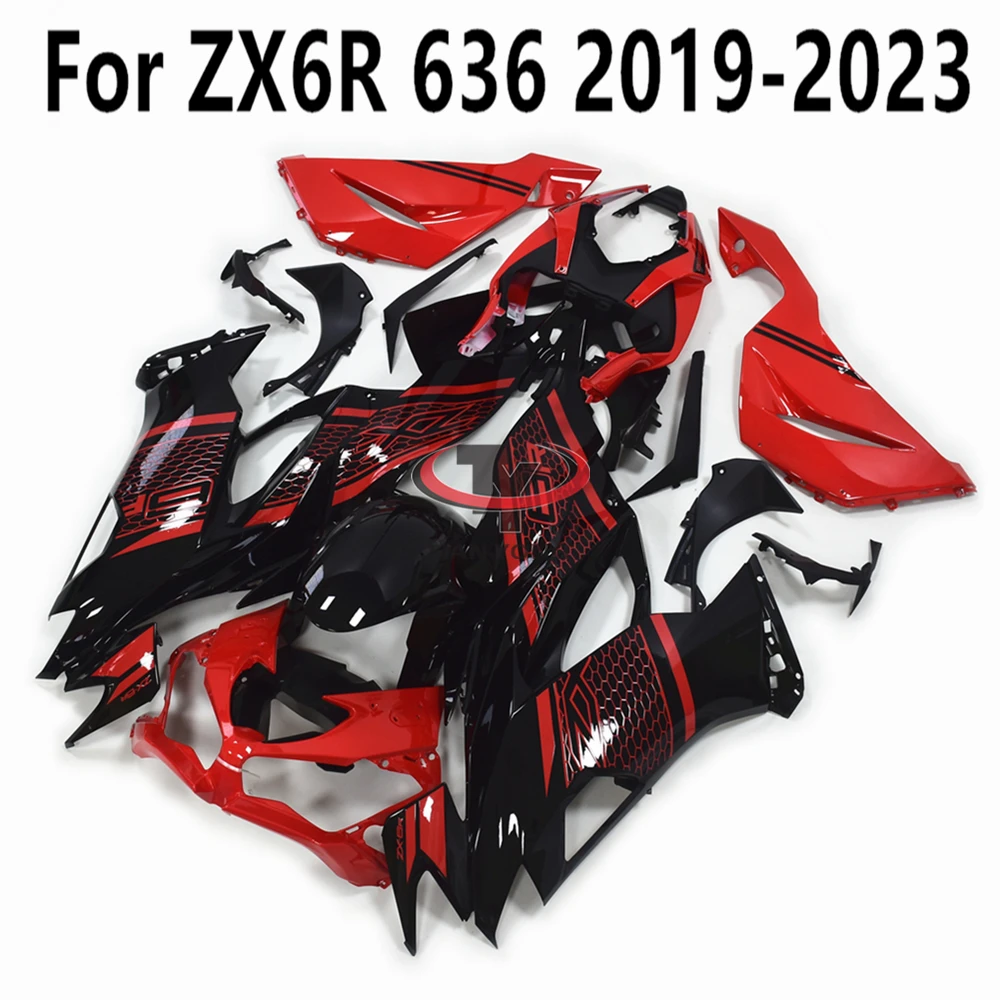 Bright Red Black Bee Net Print Full Fairing Kit Bodywork Cowling Motorcycle For ZX6R ZX 6R 636 2019-2020-2021-2022-2023