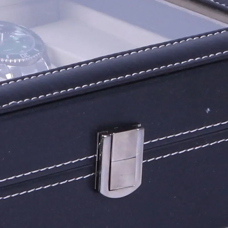 6Slots Watch Box 1PC Men Watch Organizer PU Leather Watches Display Case Storage Box Transparent Lid watch storage box