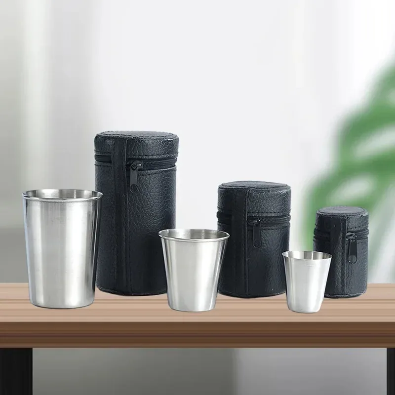 2025 4Pcs Outdoor Travel Stainless Steel Cups Mini Glasses for Whisky Wine with Case Portable Drinkware 30ml/70ml/170ml 2025 4Pcs Outdoor Travel Stainless Steel Cups Mini Glasses for Whisky Wine with Case Portable Drinkware 30ml/70ml/170ml