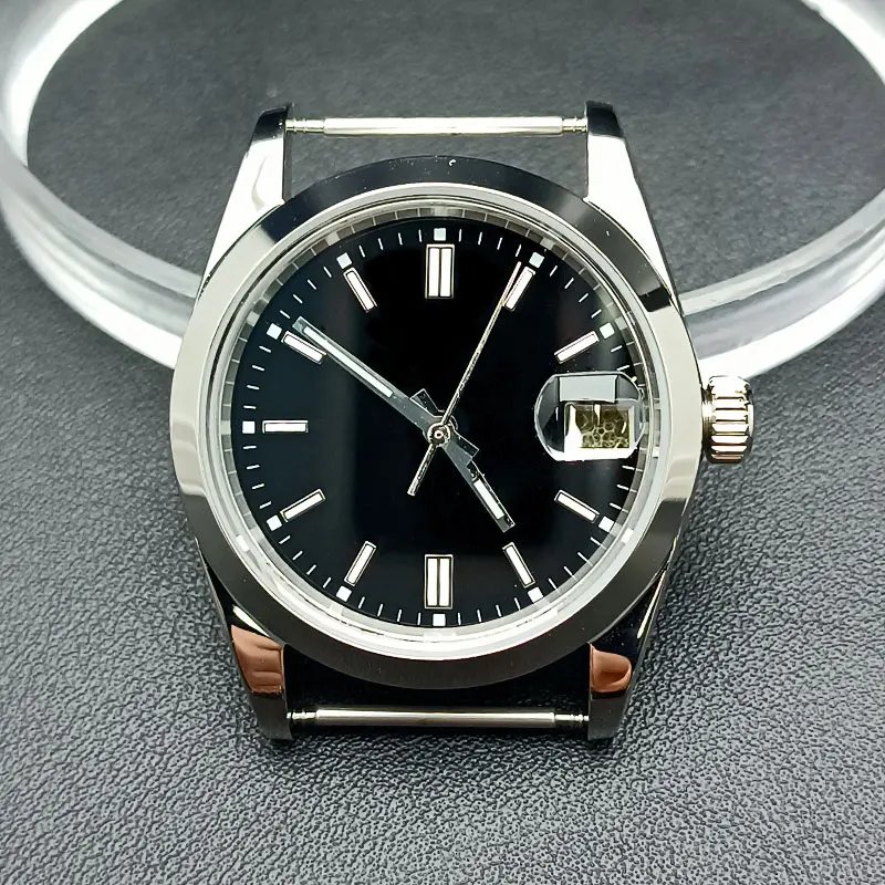 

36mm Watch 316L stainless steel case sapphire glass smooth beveled outer ring for NH35 movement automatic watches
