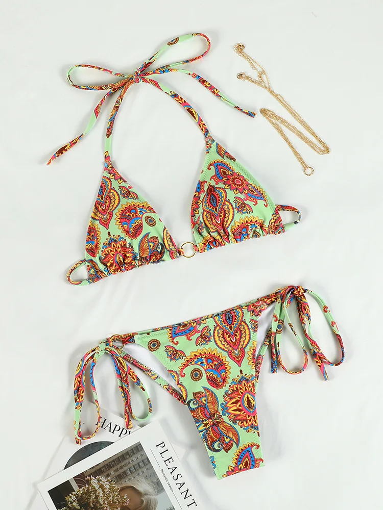 COOBBU Sexy Triangle Bikini Women\'S Swimsuit Low Waist Swimwear Sexy Rings Biquini Bandage Beachwear Brazilian Bikinis Bathing