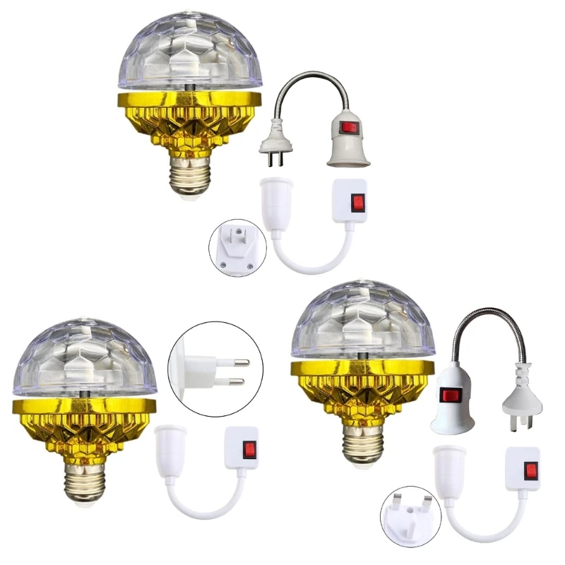 

Colorful Auto Rotating Magic Ball Light Multi Crystal Disco Light E27 Bulb for Disco Birthday Halloween Christmas Party 11XA