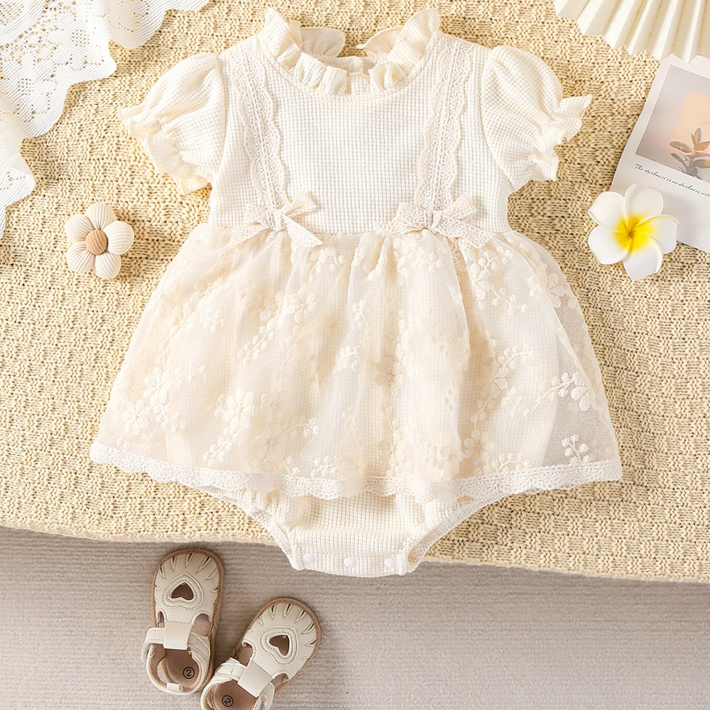 Cotton Baby Girls Summer Bodysuits Lace One Piece