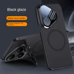 Premium Metal Lens Full Wrap Stand PC Matte Magnetic Anti-Drop Anti-Fingerprint Phone Case for Pura 80 Ultra (Black)