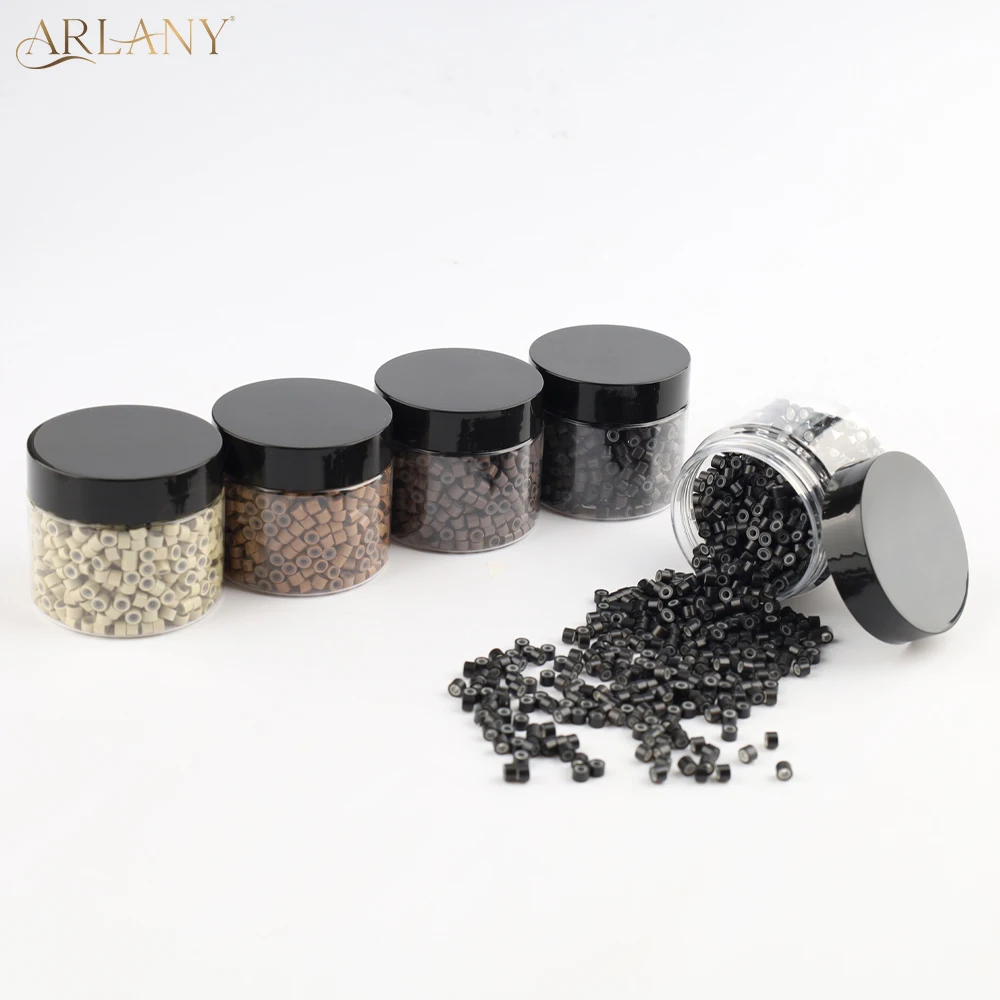 ARLANY 1000개 4mm 실리콘 라이닝 헤어 익스텐션 비즈, 웨프트 익스텐션용 마이크로 비즈 링, 깃털 익스텐션용