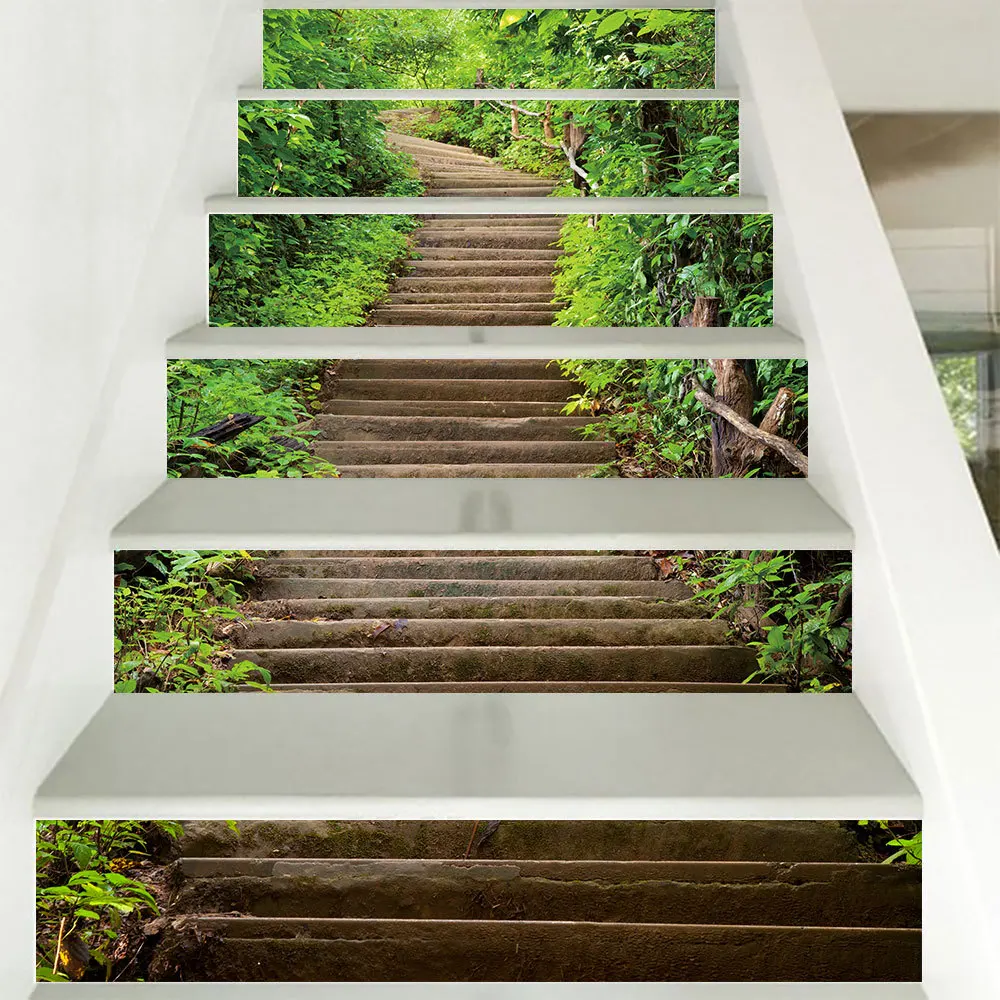 3D Landscape Stair Sticker House Ladder Art Sticker PVC Waterproof Self Pasting Home DIY Decorative Stair Mural