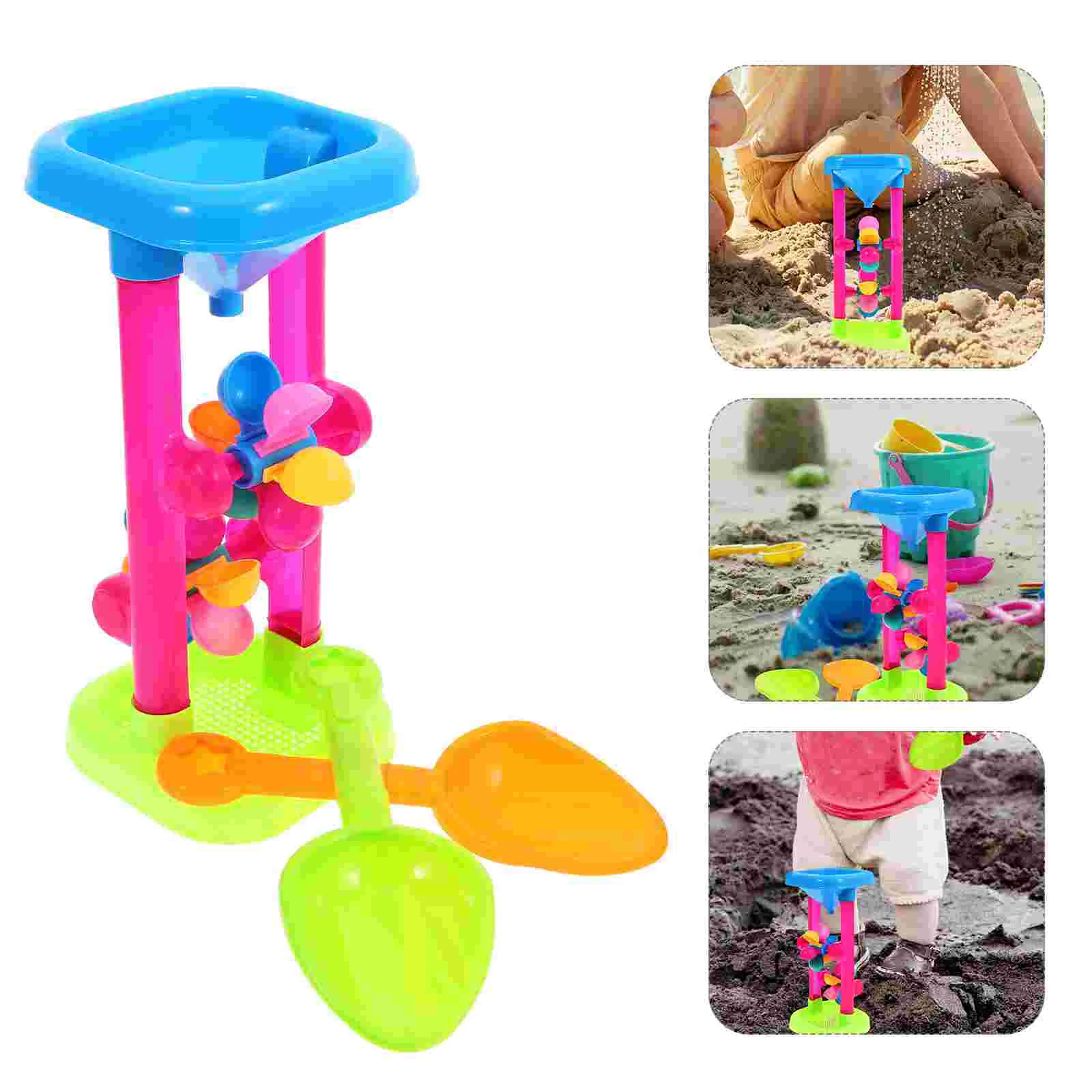 Water Wheel Toy Set Plastic Kids Beach Sandbox Toys Outdoor Beach Sand Hourglass Water Sifting Funnel Summer Beach Sand Table