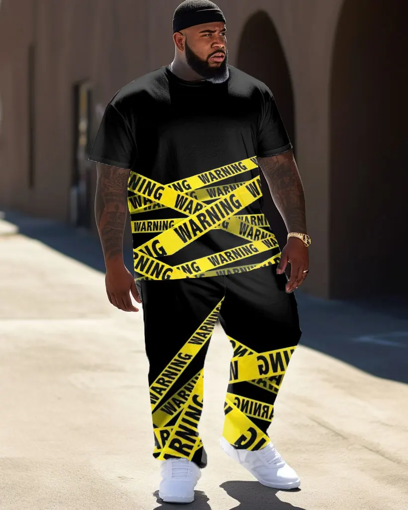 Biggmans Camouflage Two Piece T-Shirt Sets for Men's Clothing Casual Street Hip-Hop Large Pants Big Plus Size Suit